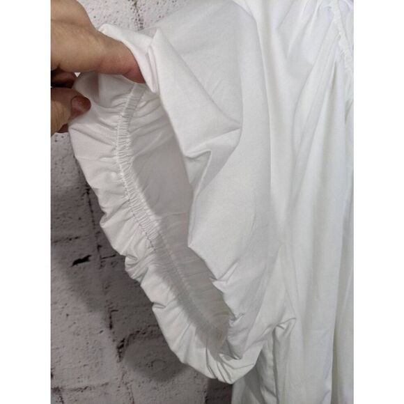 Anthropologie Pleated Puff Sleeve White Top Blouse Plus size 3X NWT - Picture 2 of 12